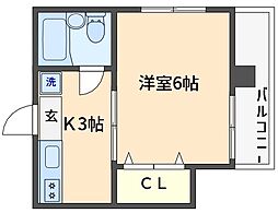 伊藤ビル 1Kの間取図画像