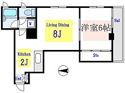 メゾンヴェルデ 1LDKの間取図画像