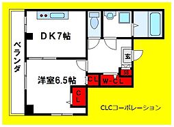 安居ビル 1DKの間取図画像