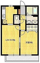 エルベ神園 1LDKの間取図画像