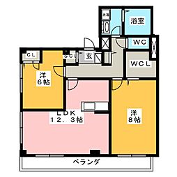 コート瑠璃京イースト 2LDKの間取図画像