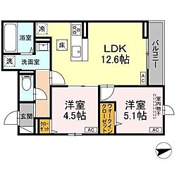 D Paina Egawa I 2LDKの間取図画像