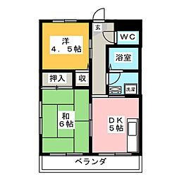 エスポワール塚越 2DKの間取図画像