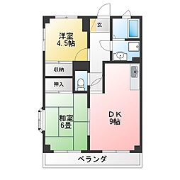 メイフェアーNo.5 2DKの間取図画像