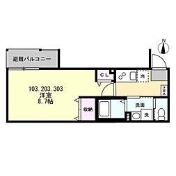 ベイルーム矢向リベルテ 1Kの間取図画像