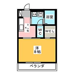 プレシャスナイン 1Kの間取図画像