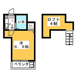 サンハイツ東門前 1Kの間取図画像