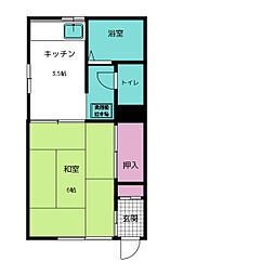 南ハイツ 1Kの間取図画像