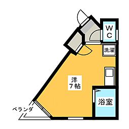 カーサプリマベーラ 1Kの間取図画像