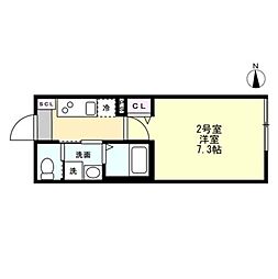 Felice元住吉 1Kの間取図画像