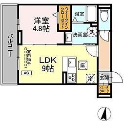DPaina中丸子 1LDKの間取図画像
