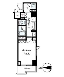 ルーブル川崎上平間 1Kの間取図画像