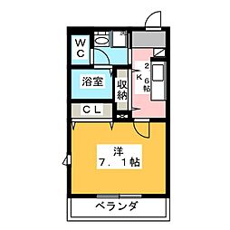モアナ元住吉 1Kの間取図画像