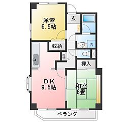 新川崎ロイヤルパレス 2DKの間取図画像