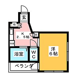 華報マンション 1Kの間取図画像