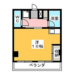 江田パークサイドマンション 4階ワンルームの間取り