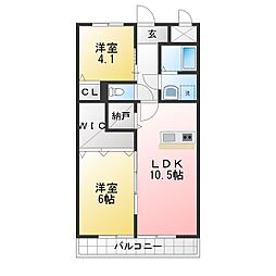 石原第7ビル 2LDKの間取図画像