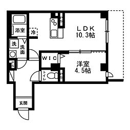 ディアコートあざみ野 1LDKの間取図画像