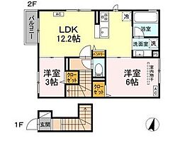 ヒラソル江田 2LDKの間取図画像