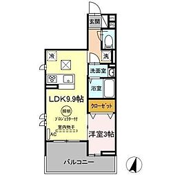 セジュールアオバボヌール 1LDKの間取図画像