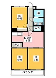クレールさつきが丘 3DKの間取図画像