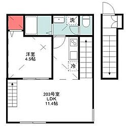MonRetugeaobadai 1LDKの間取図画像