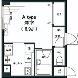 セカンドウィスタリアヒルズ ワンルームの間取図画像