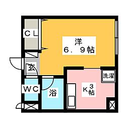 セカンドウィスタリアヒルズ ワンルームの間取図画像
