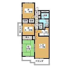 ガーデンハウス綱島A棟 3LDKの間取図画像