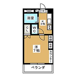 レジーナホール 1Kの間取図画像