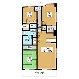 センターフォートE棟 3LDKの間取図画像