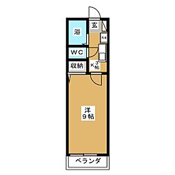 サンピア日吉 1Kの間取図画像