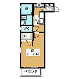 シャルマン伍番館 1Kの間取図画像