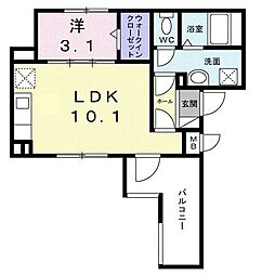 カーサ アヴァンツァーレ 1LDKの間取図画像