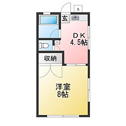 鶴神ハイツ 1DKの間取図画像