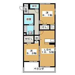 ビアンカ日吉2 2LDKの間取図画像