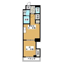 メゾンドゥファミーユ 1LDKの間取図画像