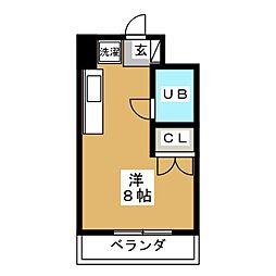 日吉グランドビル ワンルームの間取図画像