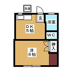 メゾン村松 1Kの間取図画像