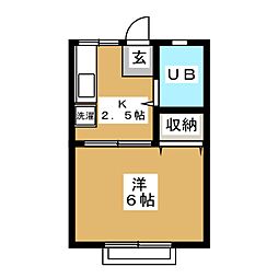 カーザ・フローラ 1Kの間取図画像