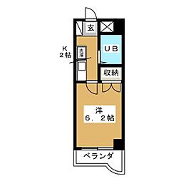 アムールフジ 1Kの間取図画像