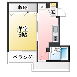 モンカーブ和田 1Kの間取図画像