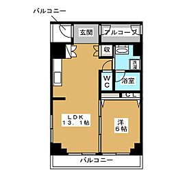 セントラル白楽 1LDKの間取図画像