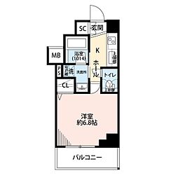 プレール・ドゥーク横濱子安 1Kの間取図画像