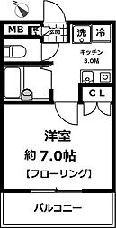 ヤシマメイト片倉 1Kの間取図画像