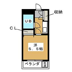 白楽センチュリーフラット 1Kの間取図画像