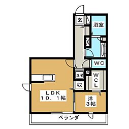 K-テラス 1LDKの間取図画像