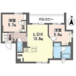 協榮ビルディング 2LDKの間取図画像