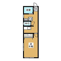 ヴィラ六角橋2 1Kの間取図画像