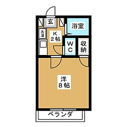 オアシス 1Kの間取図画像